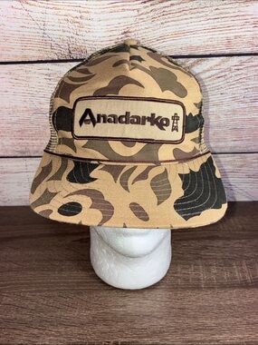 Vintage SportCap Anadarko Petroleum Camo Trucker Hat EUC